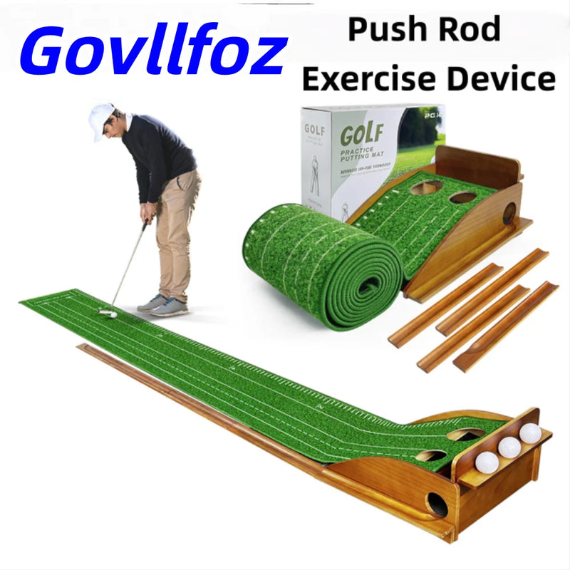 Golf Putting Practice Mat + Obstacles Set